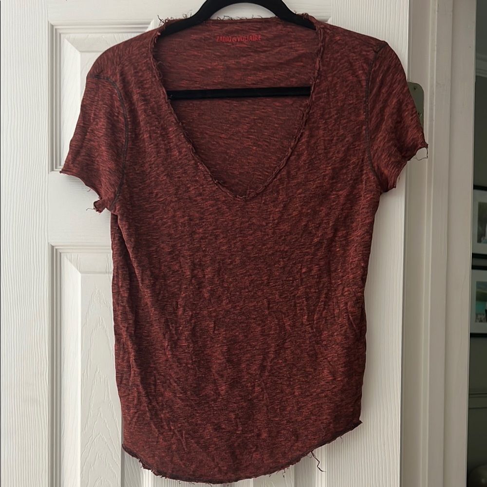 Zadig & Voltaire Red distressed Short Sleeve T-Shirt